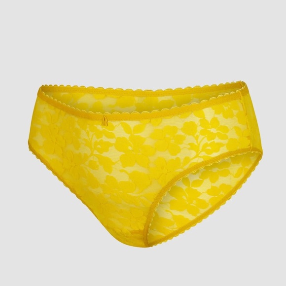 NWT SavagexFenty LAVISHLACE GARTER SKIRT andHipster Panty 12-14 TopazYellow I48 - Picture 6 of 9